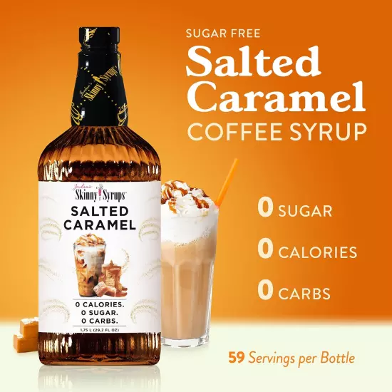 Jordan's Skinny Syrups Sugar Free Salted Caramel Coffee Syrup, 1.75L - Gluten...