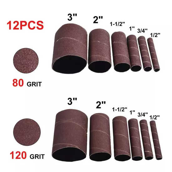 12 X 4.5in Sanding Drum Sleeves Kit Sanding Paper Drum Polishing Tools 80# 120#