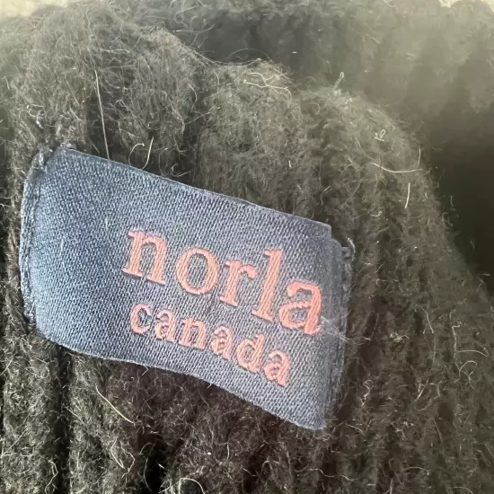 Norla Canada Alpaca Wool Pom Pom Winter Hat Black Knit Beanie