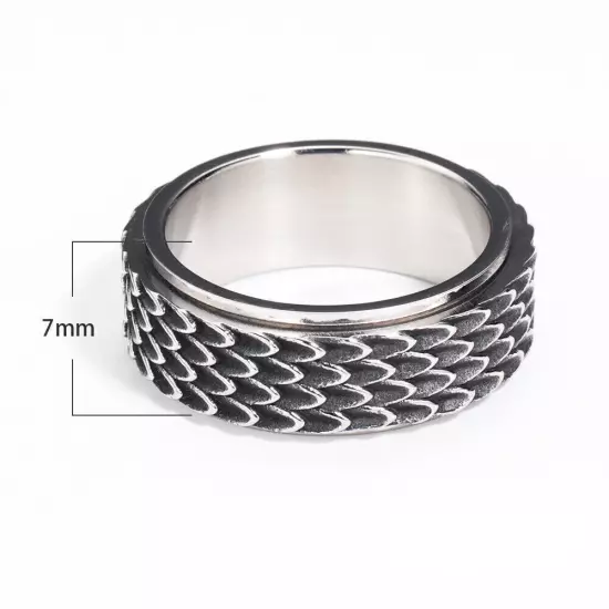 Gothic Snake Dragon Scale Spinning Band Stainless Steel Men Women Fashion Ring