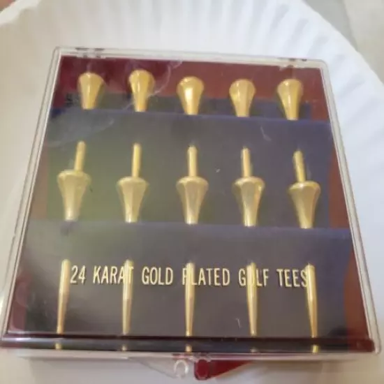 Package of 10 24 Karat Gold Plated Golf Tees