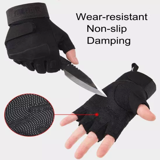 Tactical Military Fingerless Gloves Mens Outdoor Cycling Half Finger Gloves USA