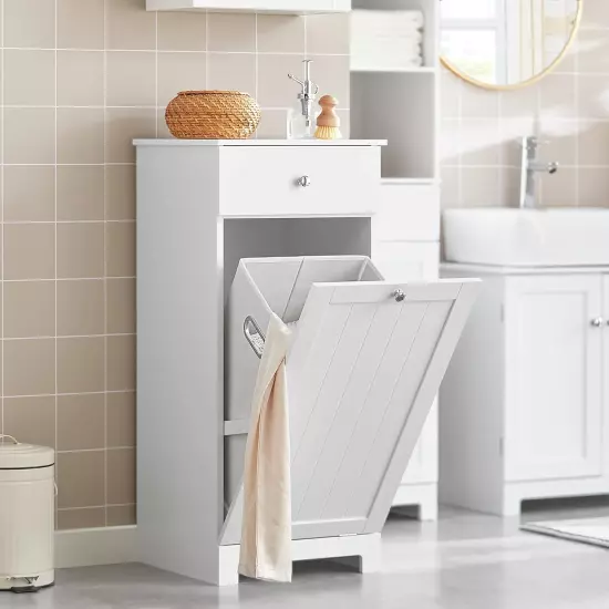 Bathroom Laundry Cabinet with Basket, Tilt-Out Laundry Hamper, Bathroom Storage