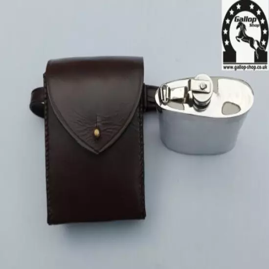 Gallop Shop Genuine Leather Saddle Hip Flask Square / Horse Trekking Companion 