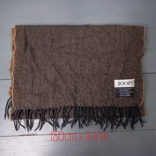 JOOP! Men's Brown Classic Camel Hair & Wool Scarf Size 150cm x 34cm