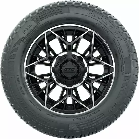 Set of 4 GTW 12" Stellar Matte Black/Machined Wheels on 20.5" Fusion Street Tire