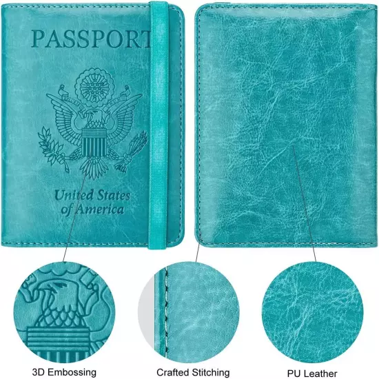 US Passport Wallet RFID Blocking Travel Leather Cards Holder Cover for Women Men