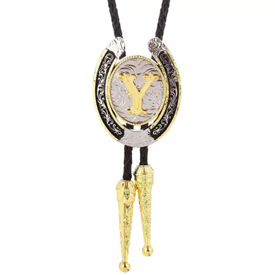 Bolo Tie for Men- Golden Initial Letter A to Z Western Cowboy Bolo Tie for Women