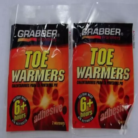 GRABBER pack of 2 (total 4 warmers) air activated 6+ hour adhesive Toe Warmers