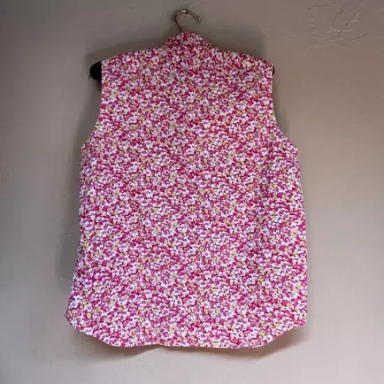 Ralph Lauren Polo Golf Women's Sleeveless Button Top Cotton Floral Pink Size 10