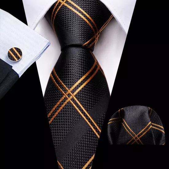 USA Mens Tie Striped Paisley Solid Paisley Necktie Hanky Cufflink Set Wedding