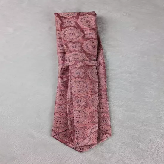 Ike Behar New York 100% Silk Mens Tie Pink Paisley Print 59"