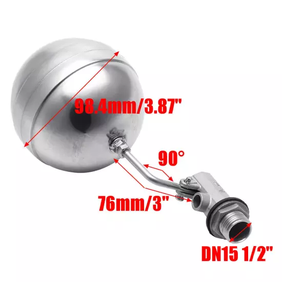 DN15 1/2" Stainless Steel Floating Ball Valve Adjustable Water Level