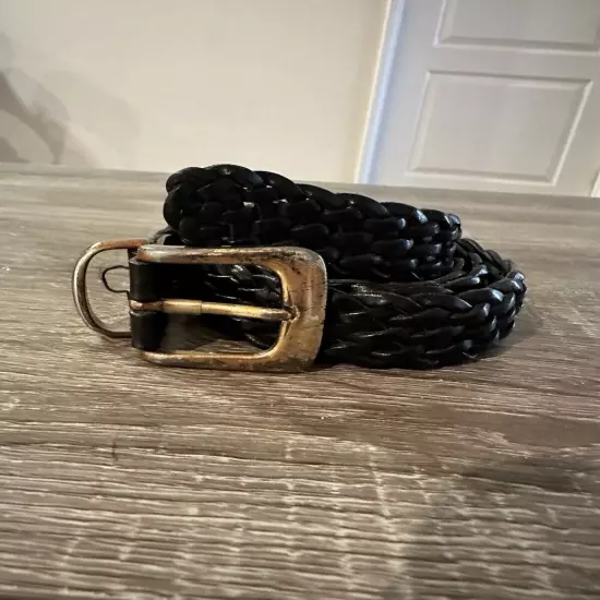 Vintage dockers black leather braided belt size 40