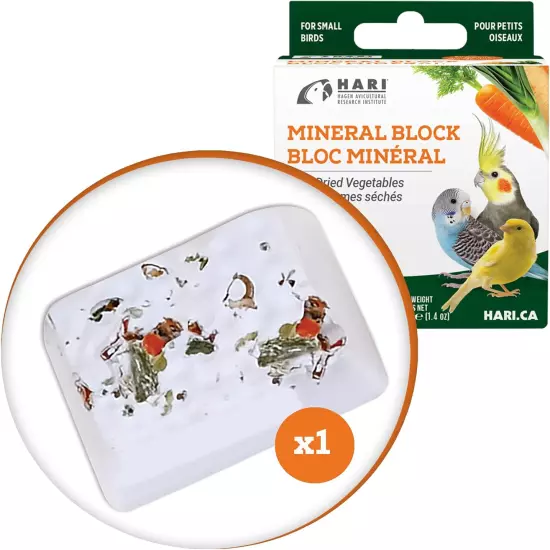 Hari Mineral Block for Birds with Dried Vegetables, Calcium Supplement Bird Trea