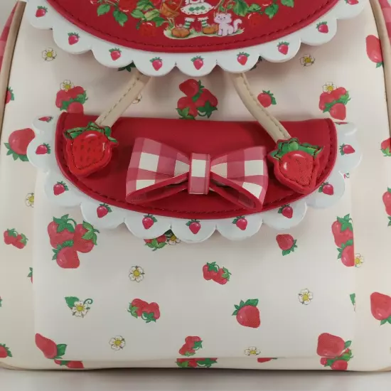 Strawberry Shortcake Gingham Mini Backpack Bag & Wallet Cardholder Set New