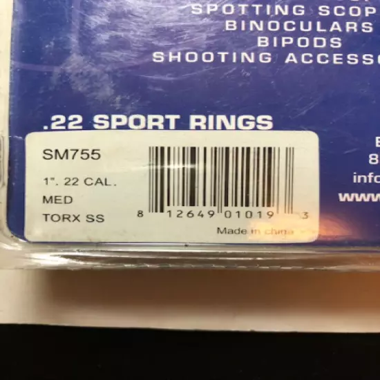 Sun Optics SM755 .22 cal, 1", Med., Silver, Sport Scope Rings