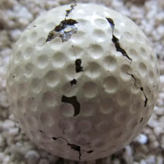 EARLY DIMPLE GOLF BALL-THE CROWN BY RODMAN WITH SEVERAL CRACKS-RARE GOLF BALL