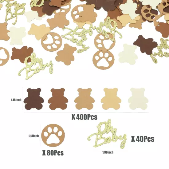 520 PCS Cream Brown Bear Baby Shower，Holiday Festival Party Table Home Decora...