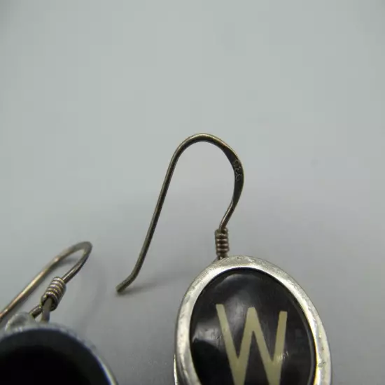 S and W Typewriter Letter Initial Earrings Sterling Silver Dangles