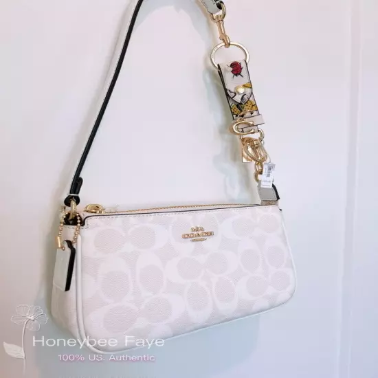 NWT Coach CS442 Nolita 19 In Signature Canvas Glacierwhite + an extended chain