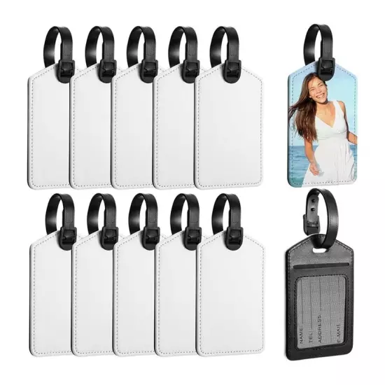 Sublimation Luggage Tags White Heat Transfer PU Leather Name Tag Blank5283