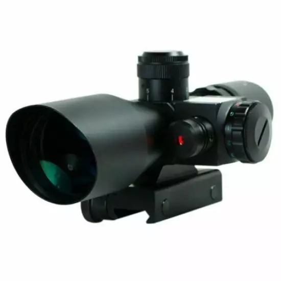 2.5-10x40 Tactical Rifle Scope Mil-dot Dual illuminated w/ Red Laser & Mount