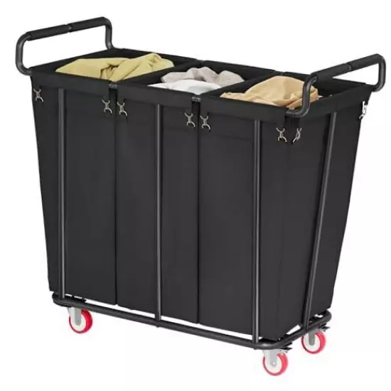 3 Bag Laundry Sorter Cart,3 Section 61.5Gal Rolling Laundry Hamper Sorter with 