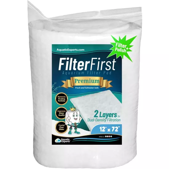 FilterFirst Premium True Dual Density Filter Roll For Aquarium - 3/4" - 1" Thick