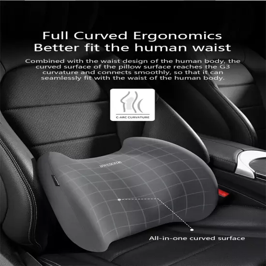 Car Leather Headrest Lumbar Support Rest Neck Pillow Back Cushion Waist Supports