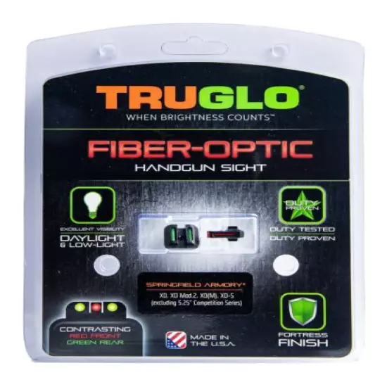 TRUGLO TG131X Fiber Optic Set, Handgun, Springfield XD, Black, One Size