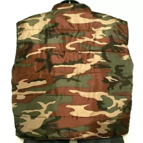 Open Trails Mens Camouflage Insulated Long Vest Standing Collar S X-Large