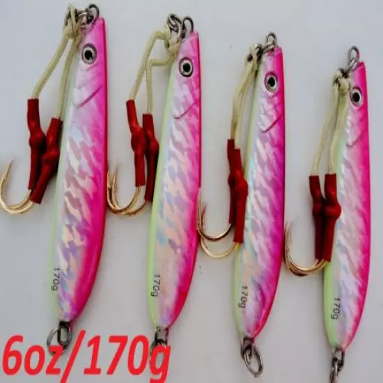 1 to 10 pcs Knife Jigs 6oz/170g Pink Vertical Butterfly Saltwater Fish Lures 