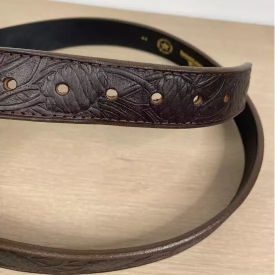 Acorn Tooled Leather Belt Boston Leather Brown 44