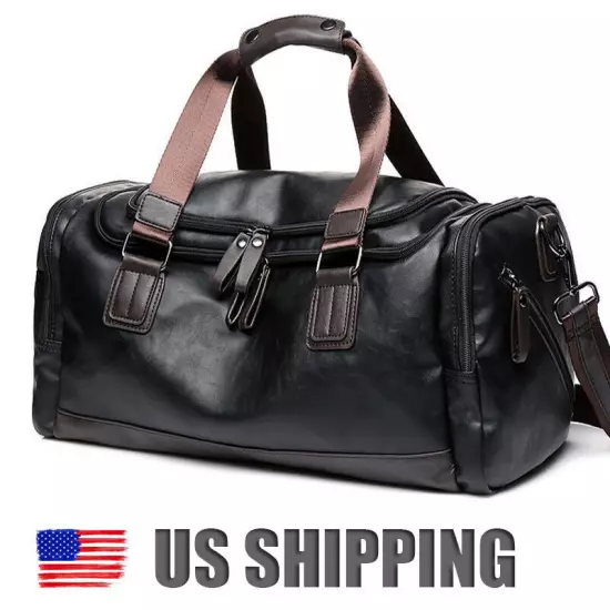 US Men's Leather Duffle Bag Handbag Travel Bag Weekend Overnight Bag BL