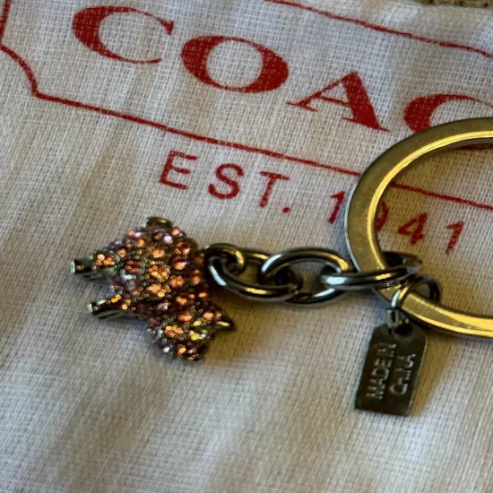 Coach Pink Pig Pave Swarovski Crystal Key Chain