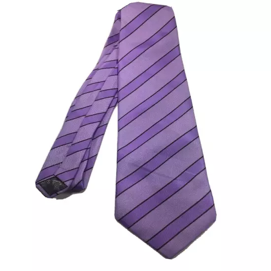 Paul Smith London Tie Purple Black Striped 100 Silk Handmade