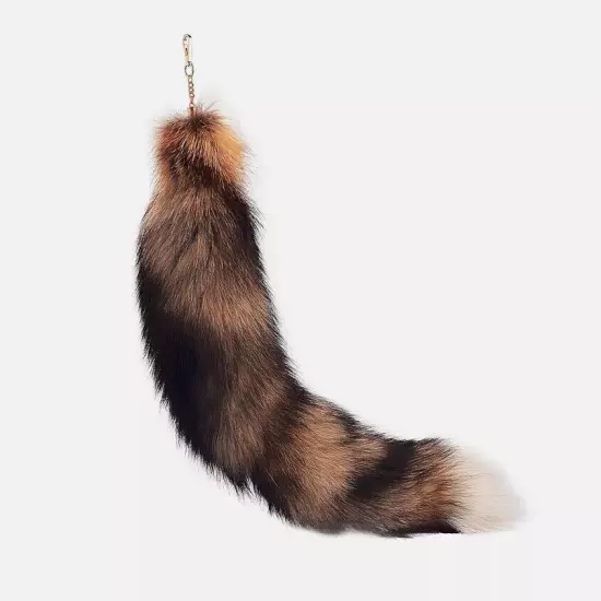 70cm Long Real Fox Fur Tail Funny Toy Adult Games Cosplay with Keychain Pendant