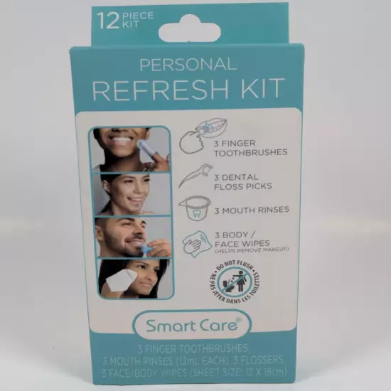 Smart Care Personal Refresh Kit Finger Toothbrush Mouth Rinse Floss Pick Wipes