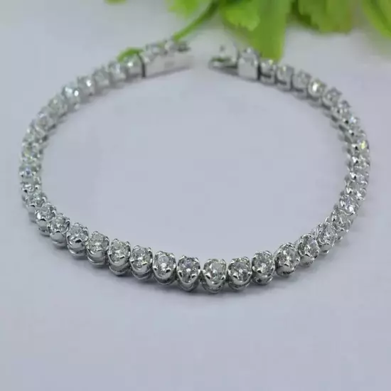 5.00Ct Round Cut Lab Created Diamond Men's Tennis Bracelet 14K White Gold Finish