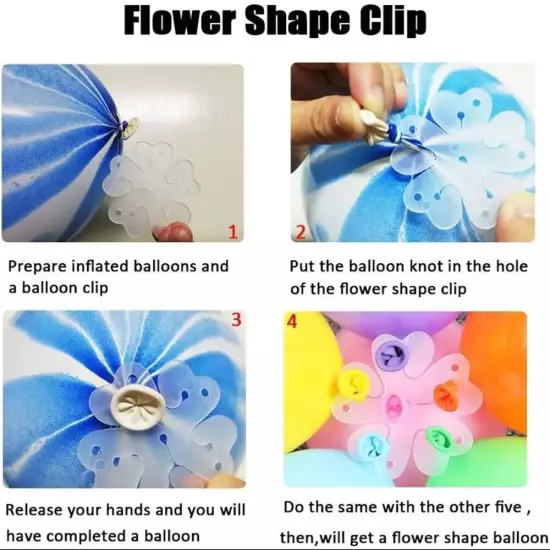 50-Pack Flower Shape Balloon Clips for Weddings & Parties, Portable Holder Decor