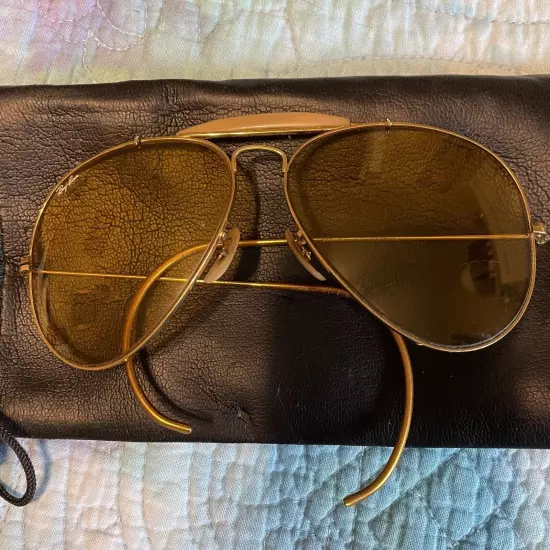 ray ban sunglasses Gold Yellow Lens Shooter 90s