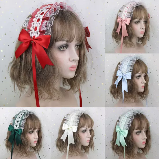 Lolita Lace Hair Hoop Women Girl Cosplay Headband Women Bowknot Hair Accessory