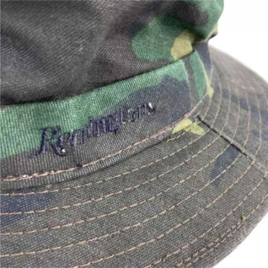 VTG Remington Army Green Camo Woodland Camp Hunting Outdoor Hat M Made in USA