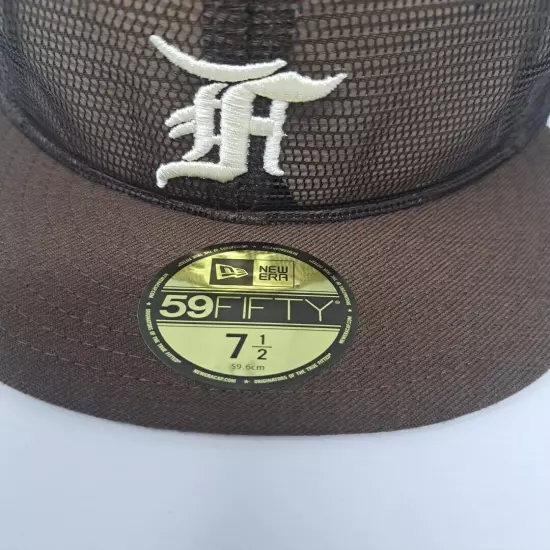 New Era x Fear of God Full Mesh 59FIFTY Fitted Hat Brown Sz 7 1/2. ..