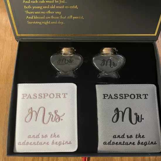 Mr and Mrs Luggage Tags Passport Holder Honeymoon Sand Keepsake Jar and Wedding 