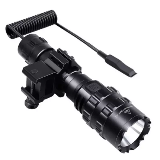 Flashlight 1600 Lumen with Mount Clip + Rechargeable Battery + Remote Switch