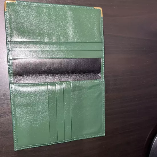 NEW Rolex Vintage Green Leather Card Wallet Passport Holder NEW