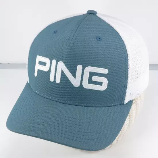 PING Golf Hat cap gray snapback mesh back OSFA clubs spellout