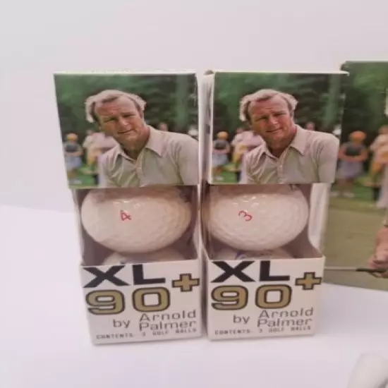 1976 Arnold Palmer Xl+90 Golf Balls in original box, 6 balls and assorted tees